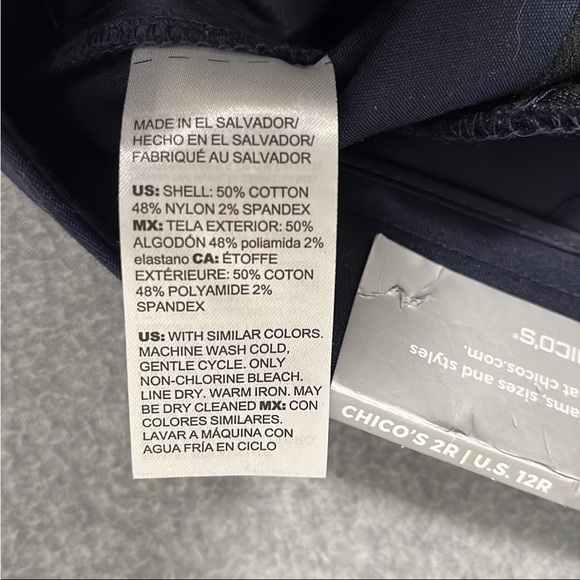 Chicos Flex Waistband Trouser Pants Size 12 Navy Blue Office Career - Picture 7 of 10